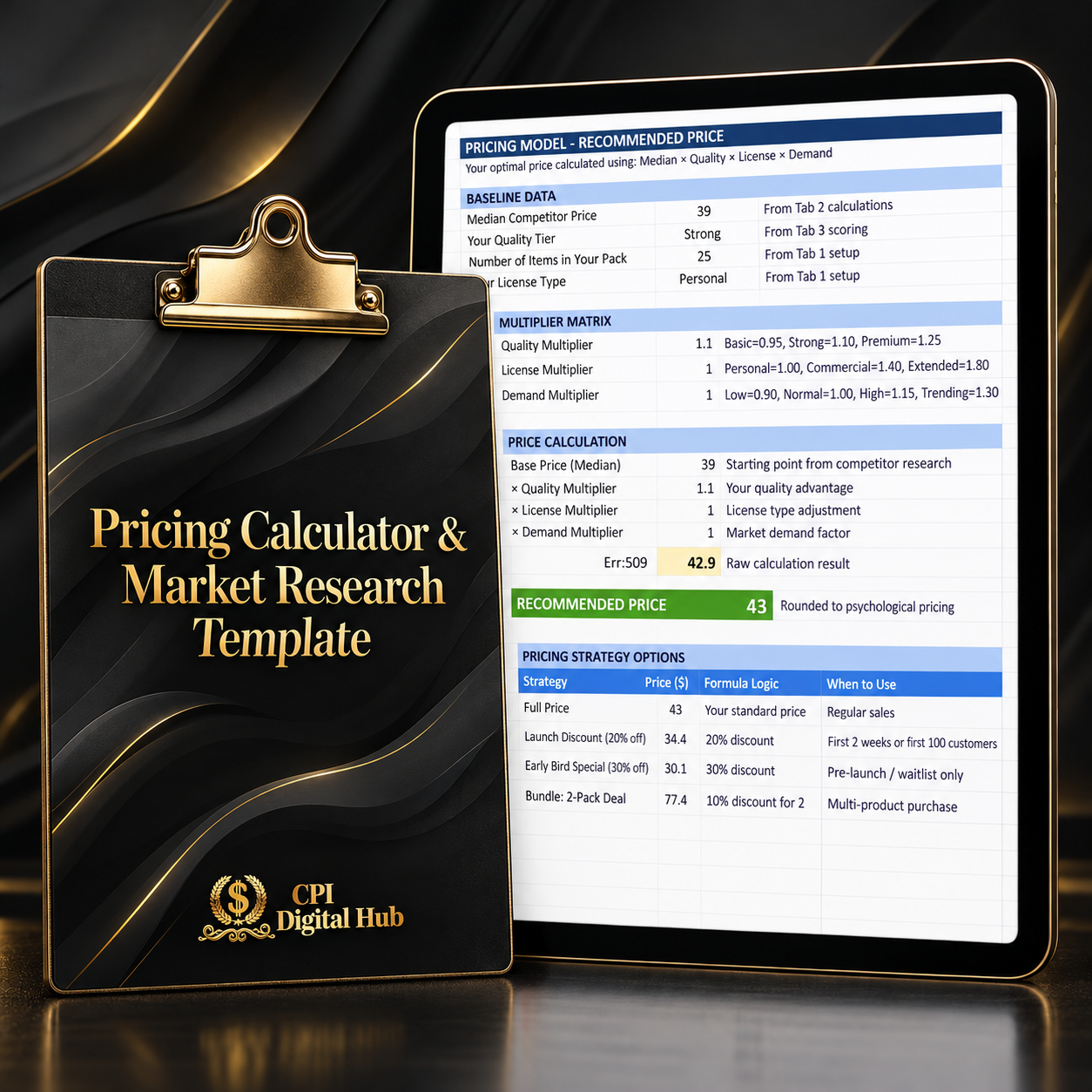 Pricing Calculator & Market Research Template